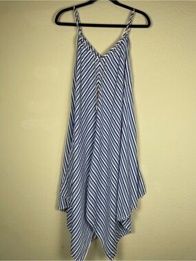 NWT Speed Control Blue Stripe Asymetrical Spaghetti Strap Mini Dress - XL